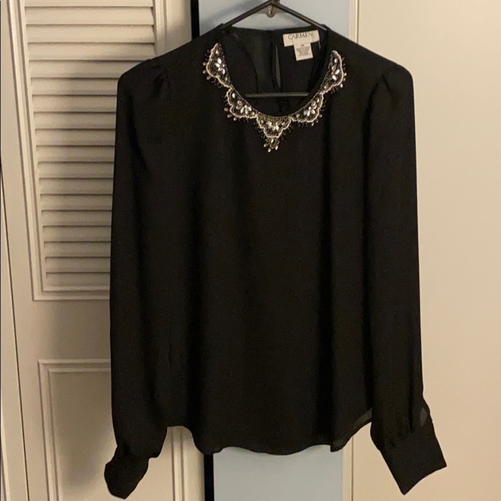 Trendy Embellished Sheer Blouse